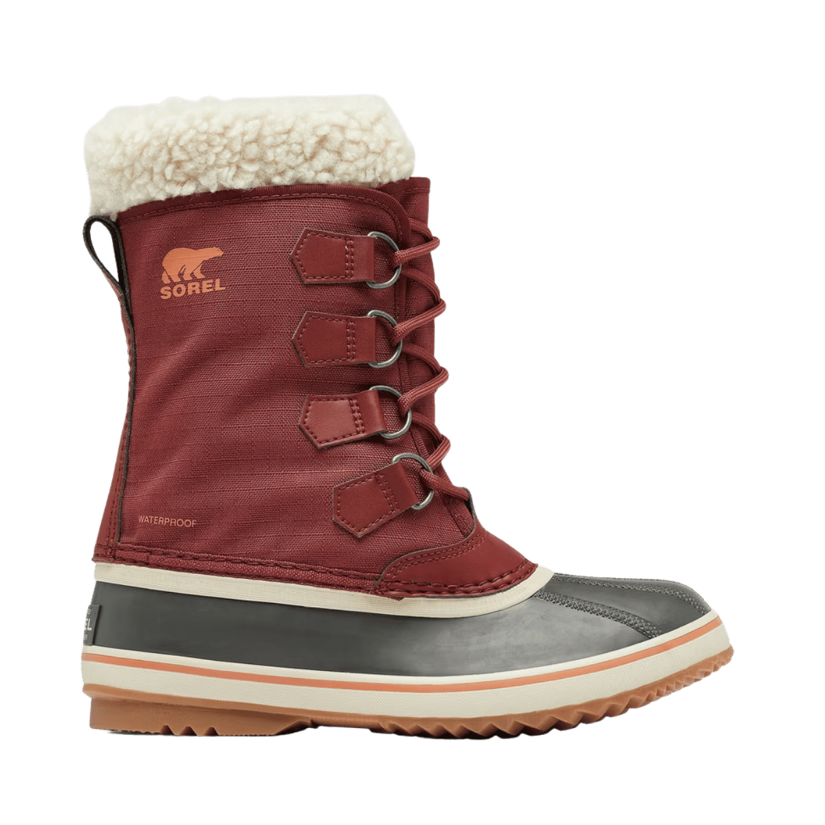 SOREL WOMEN'S WINTER CARNIVAL WATERPROOF BOOT - SPICE/GUM 10 - LEFT SIDE VIEW