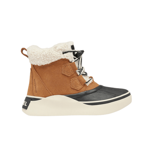 SOREL YOUTH OUT N ABOUT IV CHILLZ WATERPROOF BOOTS - TAFFY BLACK - SIDE VIEW