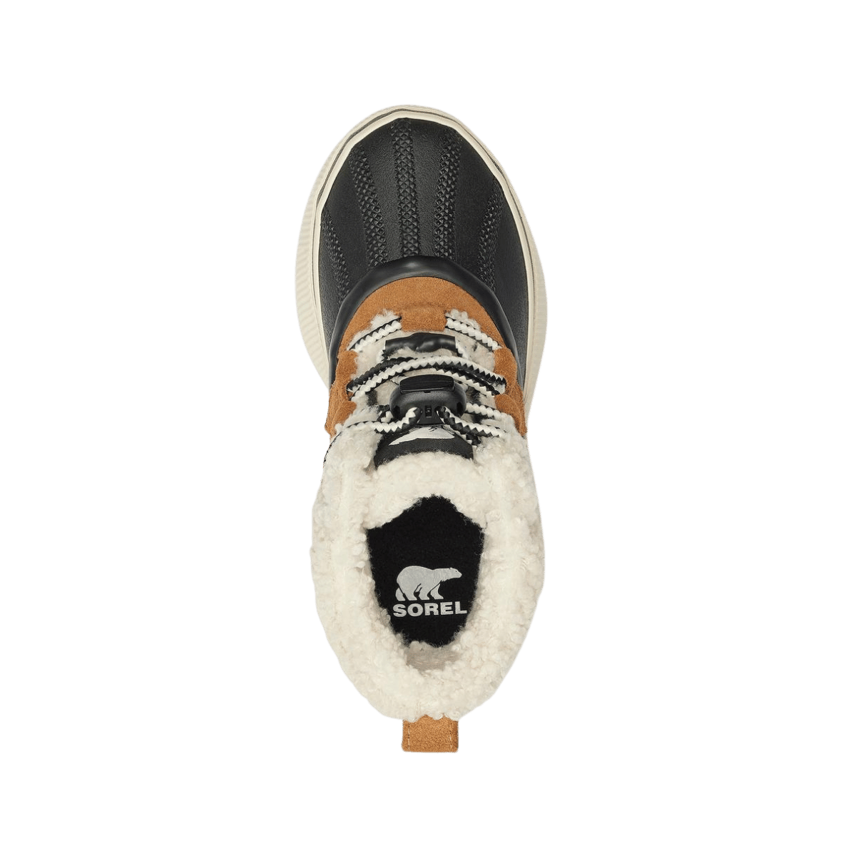 SOREL YOUTH OUT N ABOUT IV CHILLZ WATERPROOF BOOTS - TAFFY BLACK - TOP VIEW