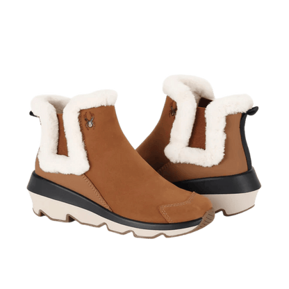 SPYDER WOMEN'S CROSSOVER 2 WATERPROOF BOOT - ROASTED PECAN - FRONT AND SIDE ANGLED PAIR VIEW