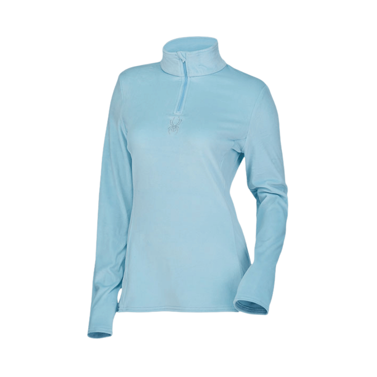 SPYDER WOMEN'S SHIMMER BUG ZIP T-NECK - FROST - FRONT VIEW