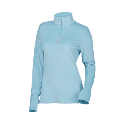 SPYDER WOMEN'S SHIMMER BUG ZIP T-NECK - FROST - FRONT VIEW