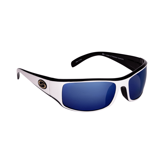 STRIKE KING S11 OKEECHOBEE SUNGLASSES - WHITE BLACK/BLUE MIRROR