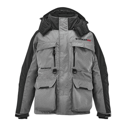STRIKER BRANDS HARDWATER JACKET GRAY/BLACK FRONT VIEW