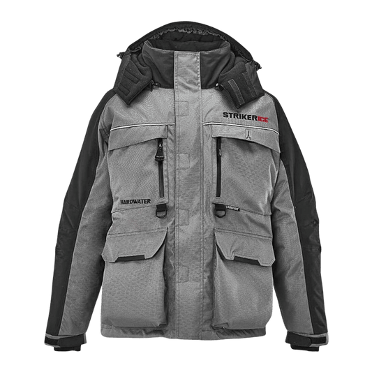 STRIKER BRANDS HARDWATER JACKET GRAY/BLACK FRONT VIEW
