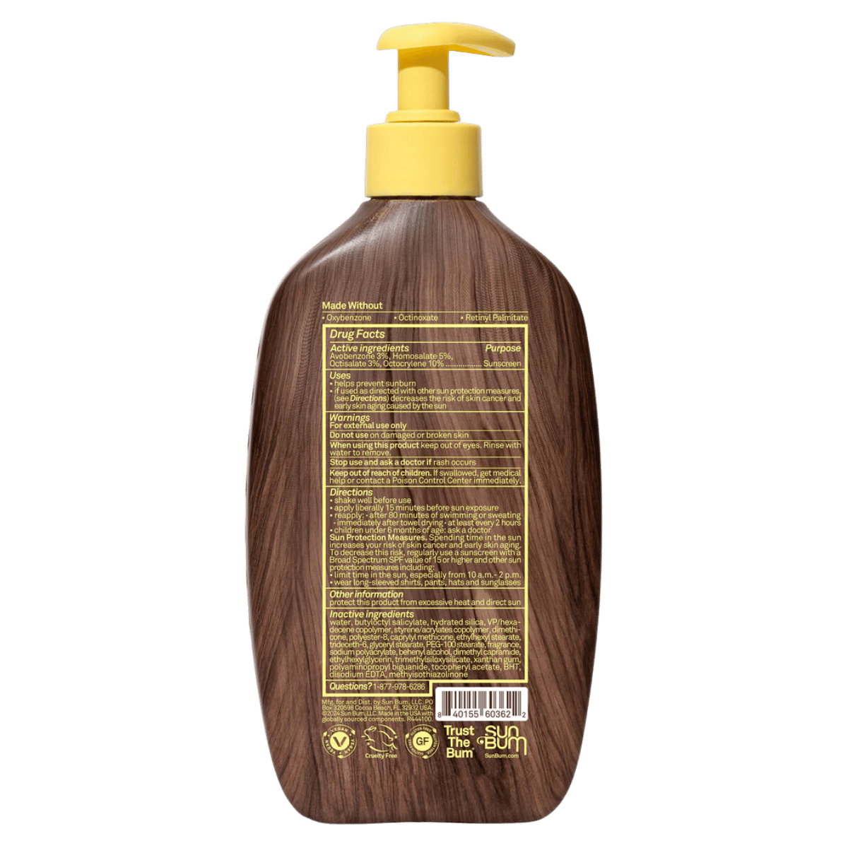 SUN BUM SPF LOTION XL 16OZ 30 SPF BACK VIEW