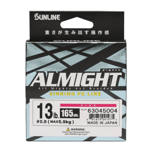 SUNLINE ALMIGHT SINKING BRAID- PINK - PRODUCT PACKAGING BOX