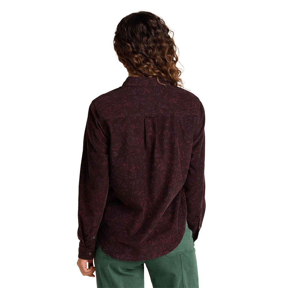 TOAD AND CO WOMEN'S CATTAIL CORD LONG SLEEVE SHIRT- CAROB FLORAL BACK