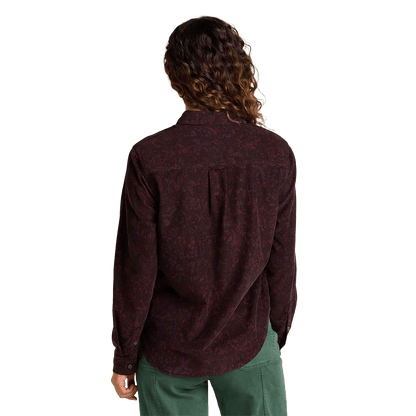 TOAD AND CO WOMEN'S CATTAIL CORD LONG SLEEVE SHIRT- CAROB FLORAL BACK