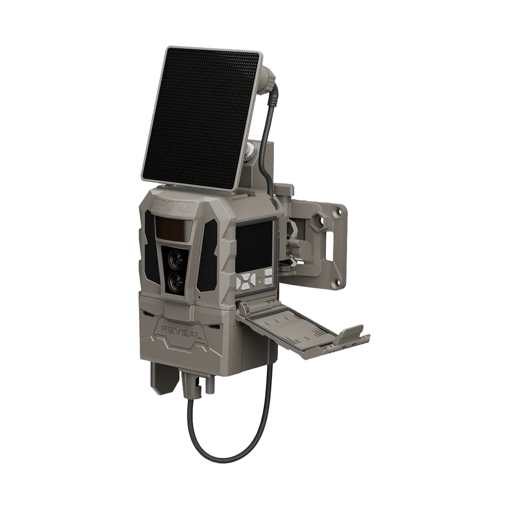 TACTACAM REVEAL PRO 4.0 SOLAR CELLULAR TRAIL CAM side view with setup buttons showing