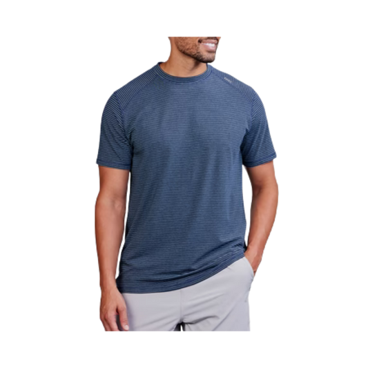 TASC CARROLLTON TEE MINI STRIPE NAVY HEATHER BLUE