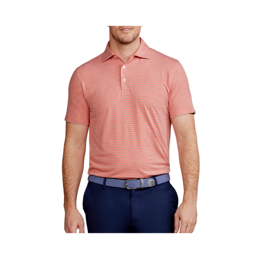 TASC CLOUD POLO BROOKLINE STRIPE HIBISCUS HEATHER BLUE