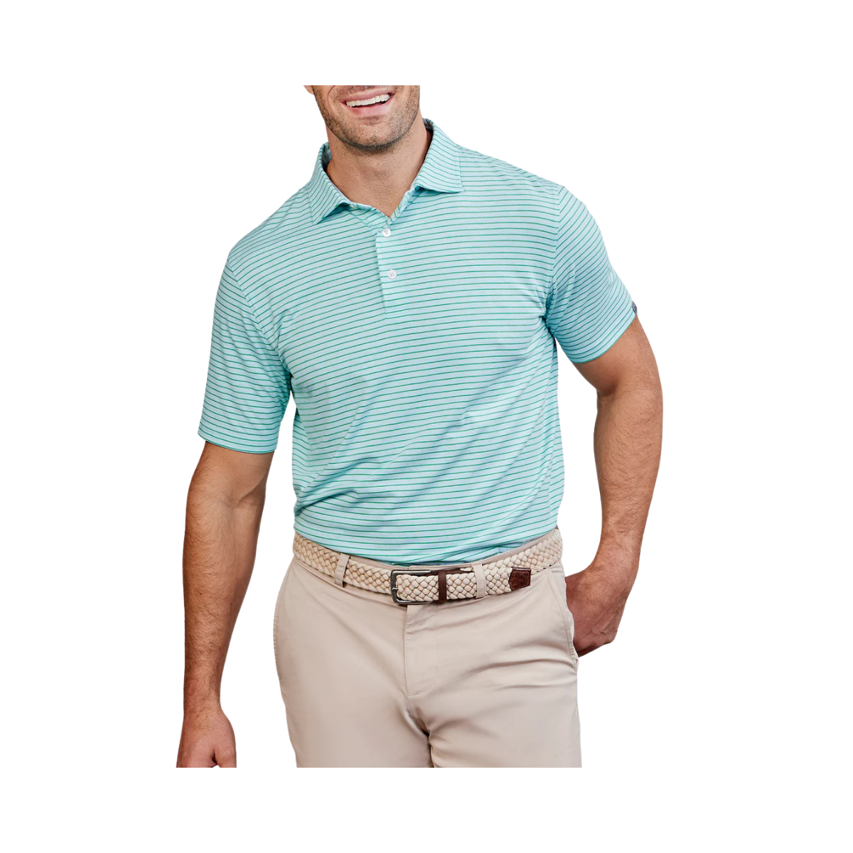 TASC CLOUD POLO BROOKLINE STRIPE WATERFALL HEATHER