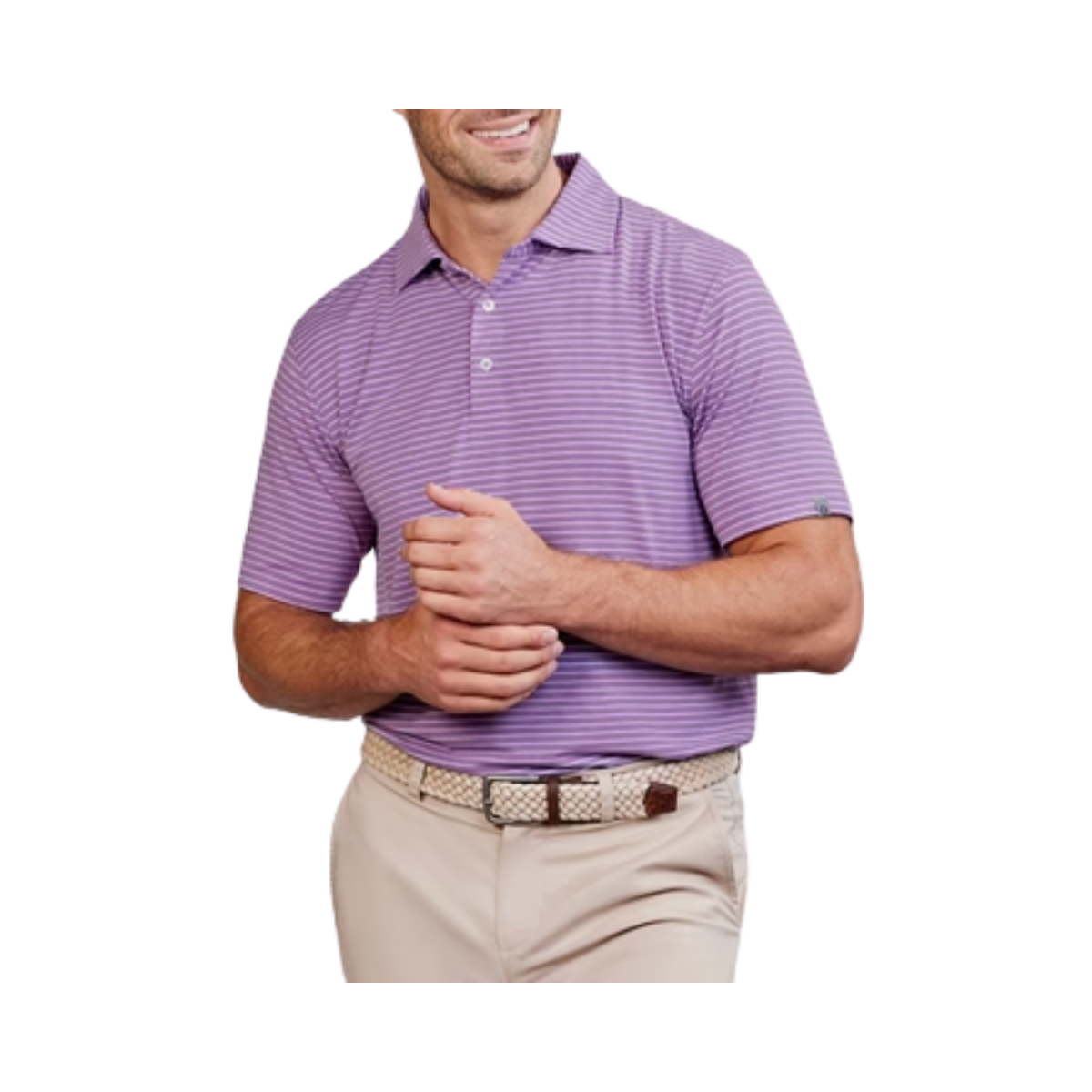 TASC CLOUD POLO BROOKLINE STRIPE PURPLE HEATHER STRIPE