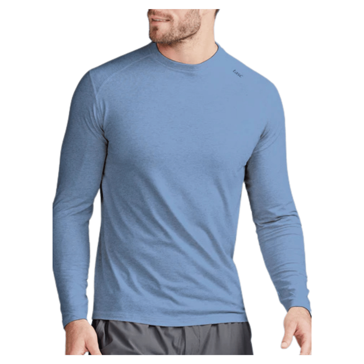 TASC CARROLLTON FITNESS LONG SLEEVE T-SHIRT - CHAMBRAY HEATHER - FRONT VIEW FOCUS WW