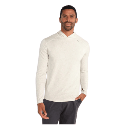 TASC MEN'S CARROLLTON LIGHTWEIGHT FITNESS HOODIE W/ UPF 50+ - MINERAL HTHR - FRONT VIEW WW