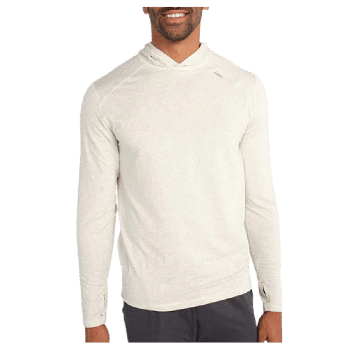 TASC MEN'S CARROLLTON LIGHTWEIGHT FITNESS HOODIE W/ UPF 50+ - MINERAL HTHR - FRONT VIEW FOCUS WW