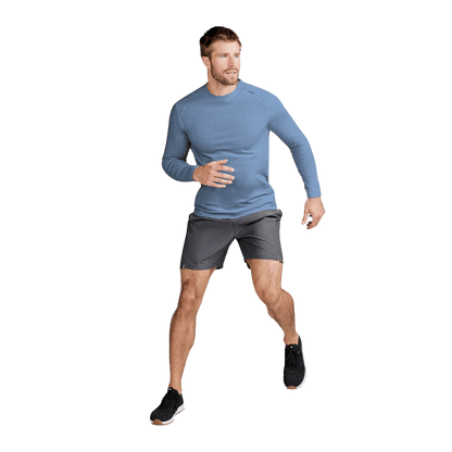 TASC CARROLLTON FITNESS LONG SLEEVE T-SHIRT - CHAMBRAY HEATHER - FRONT FULL VIEW WW