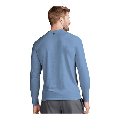 TASC CARROLLTON FITNESS LONG SLEEVE T-SHIRT - CHAMBRAY HEATHER - BACK VIEW WW