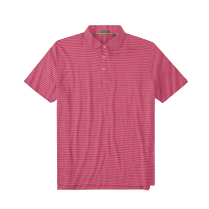 TASC CLOUD POLO BROOKLINE STRIPE - RUBY HEATHER/MARINE BLUE FRONT
