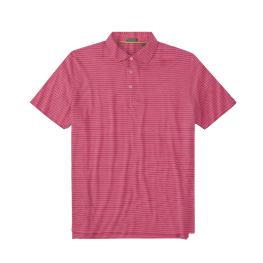TASC CLOUD POLO BROOKLINE STRIPE - RUBY HEATHER/MARINE BLUE FRONT