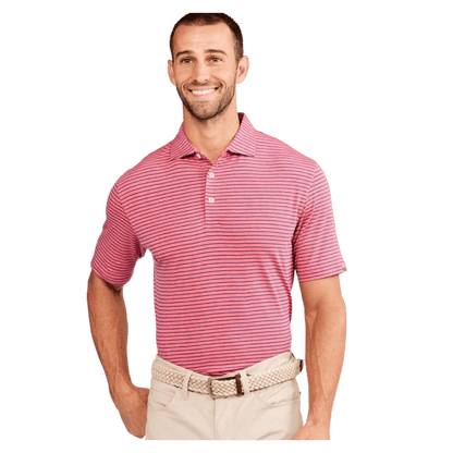 TASC CLOUD POLO BROOKLINE STRIPE - RUBY HEATHER/MARINE BLUE WW FRONT