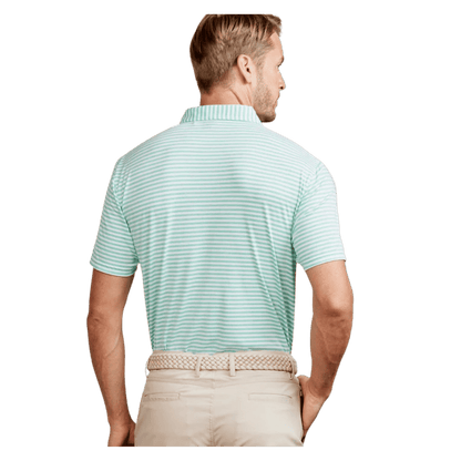 TASC CLOUD POLO BROOKLINE STRIPE - SEA GREEN HEATHER/HEATHER