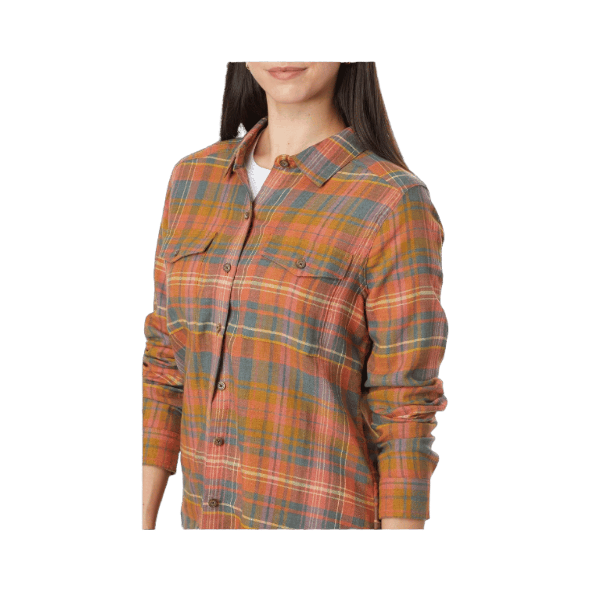 TEAD & CO RE-FORM FLANNEL LONGSLEEVE SHIRT – UMBER MADRAS - SIDE VIEW