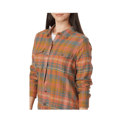 TEAD & CO RE-FORM FLANNEL LONGSLEEVE SHIRT – UMBER MADRAS - SIDE VIEW