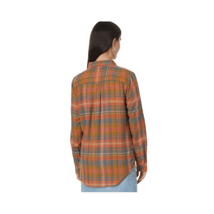 TEAD & CO RE-FORM FLANNEL LONGSLEEVE SHIRT – UMBER MADRAS - BACK VIEW