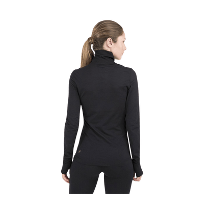 TERRAMAR WOMEN'S CLOUD NINE TURTLE NECK - BLACK - BACK VIEW