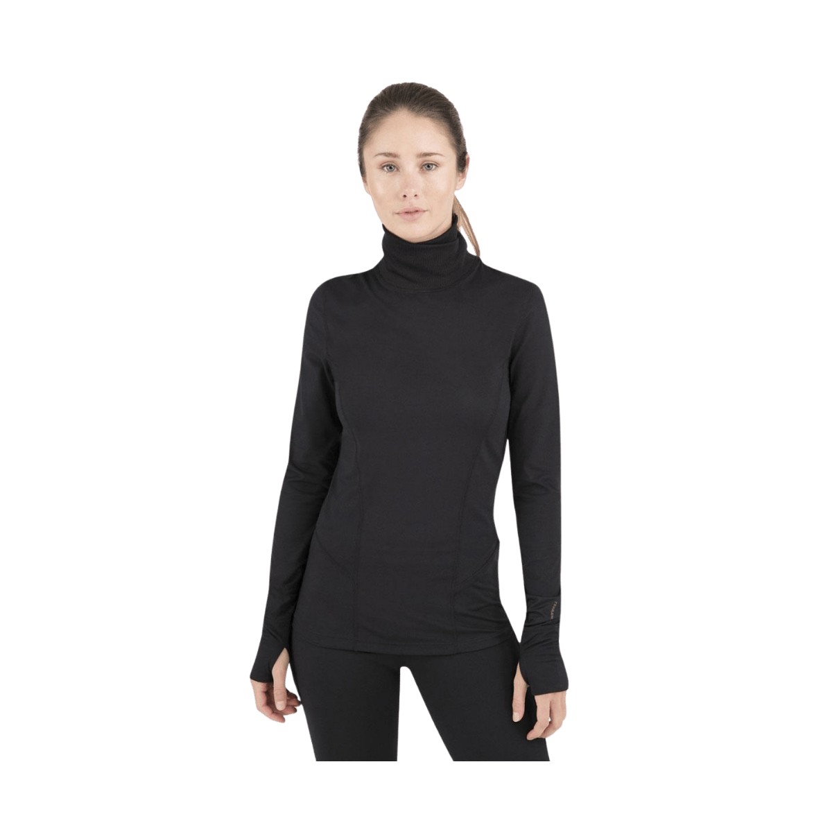 TERRAMAR WOMEN'S CLOUD NINE TURTLE NECK - BLACK - FRONT VIEW