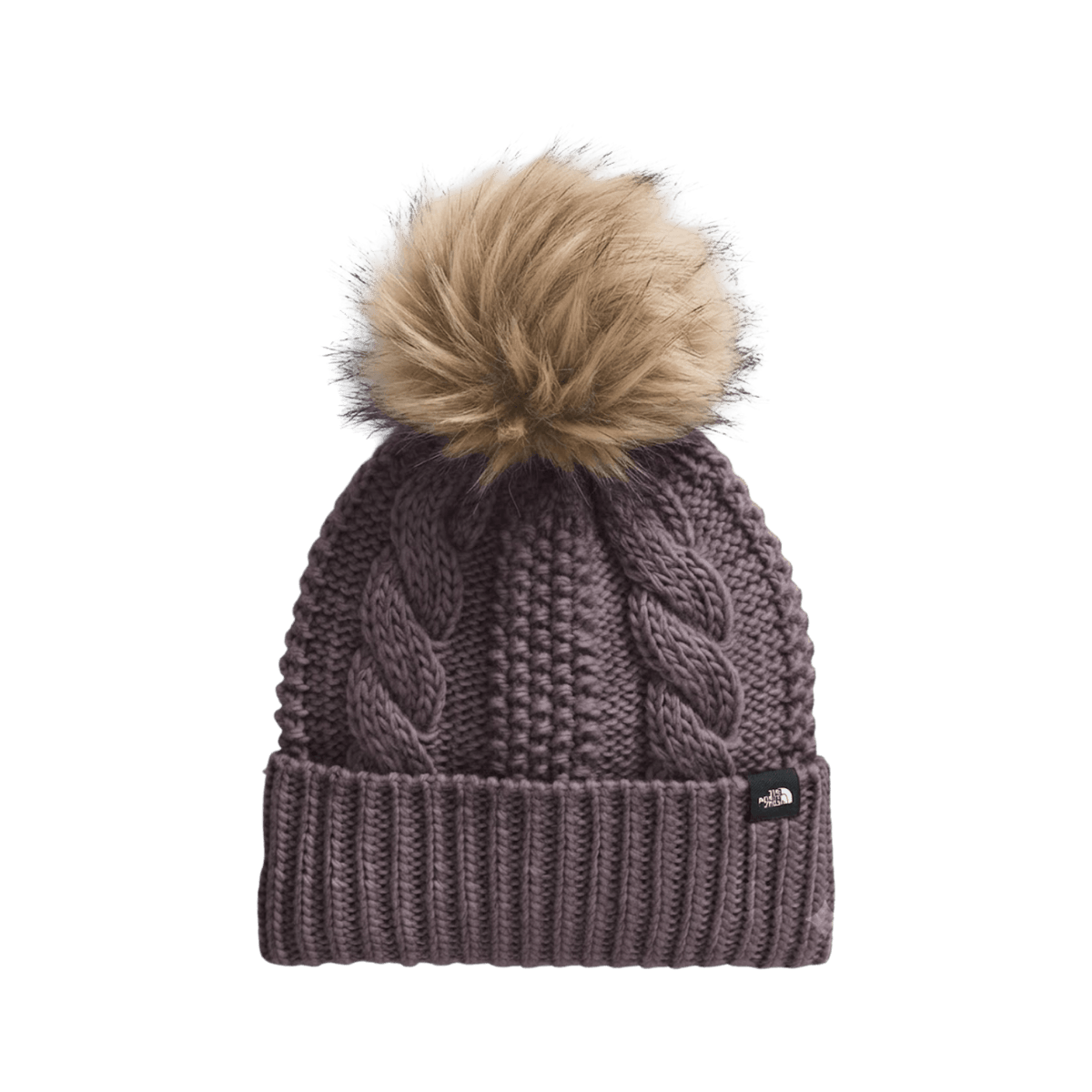 NORTH FACE K OH MEGA FUR POM BEANIE GROUNDED PLUM