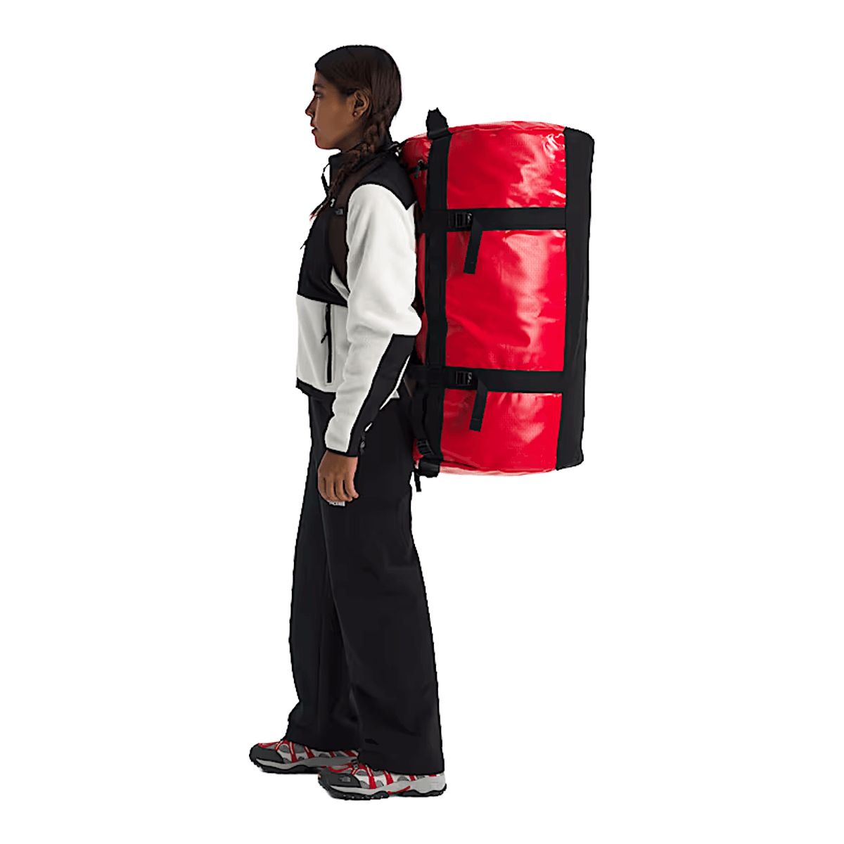 THE NORTH FACE BASE CAMP DUFFEL XL - TNF RED TNF BLACK - ON BACK VIEW