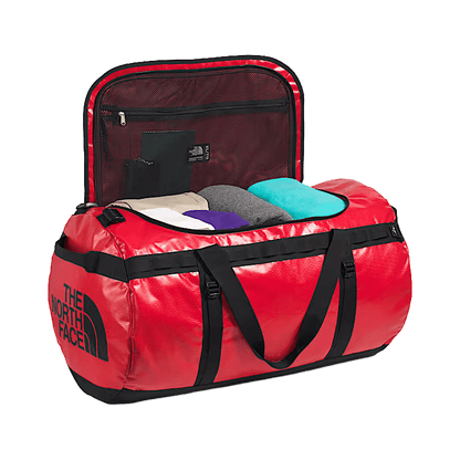 THE NORTH FACE BASE CAMP DUFFEL XL - TNF RED TNF BLACK - OPEN DUFFEL VIEW