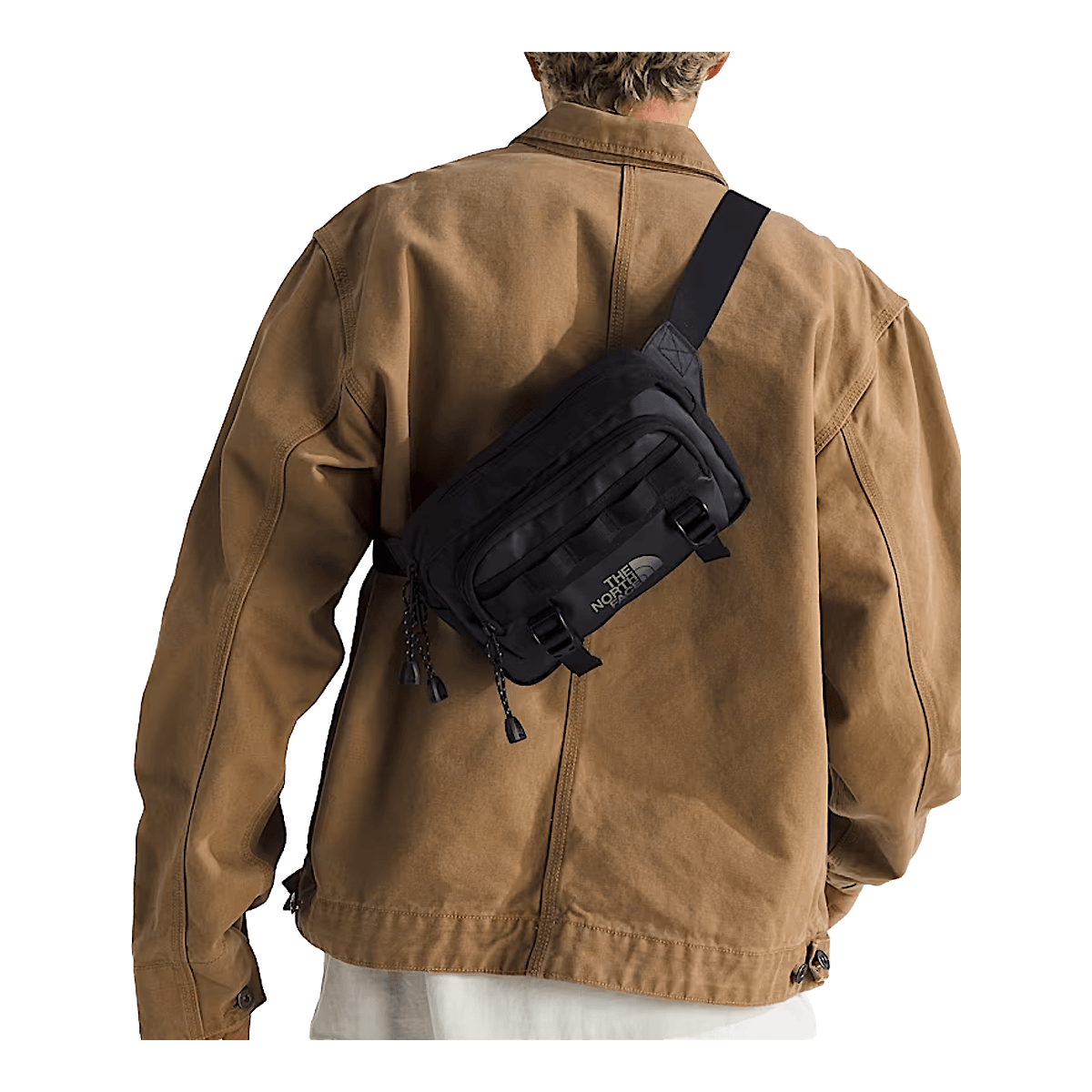 THE NORTH FACE BASE CAMP LUMBAR PACK - TNF BLACK ASPHALT GREY - ON BACK VIEW