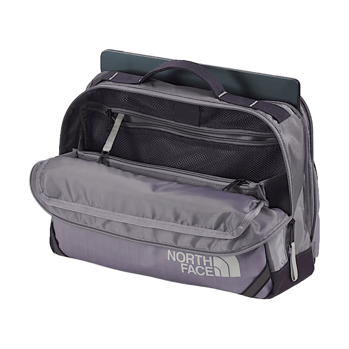 THE NORTH FACE BASE CAMP VOYAGER SLING BAG - TRANSCENDENT GREY ENDLESS DUSK - OPEN VIEW