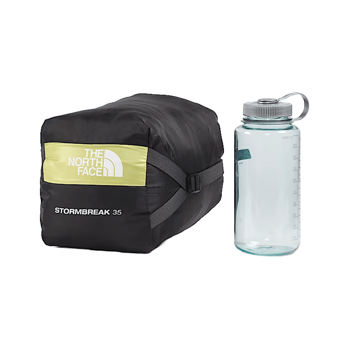THE NORTH FACE STORMBREAK 35°F SLEEPING BAG - PEAR FROST GREY - IN NYLON CINCH SACK VIEW