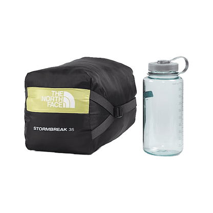 THE NORTH FACE STORMBREAK 35°F SLEEPING BAG - PEAR FROST GREY - IN NYLON CINCH SACK VIEW