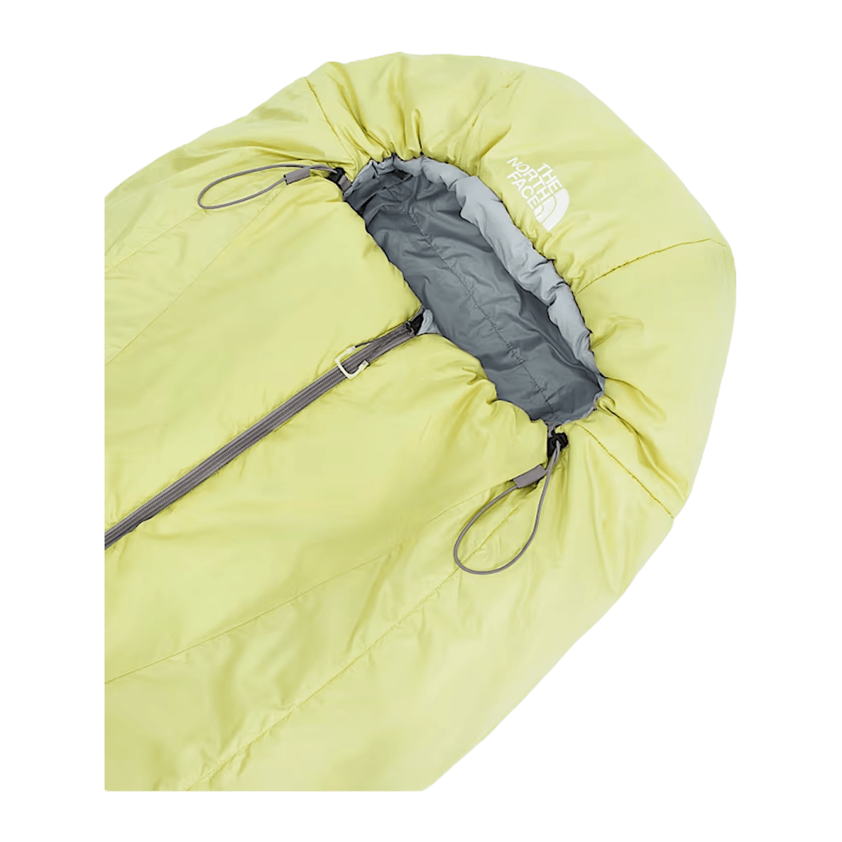 THE NORTH FACE STORMBREAK 35°F SLEEPING BAG - PEAR FROST GREY - TOP OPENING VIEW