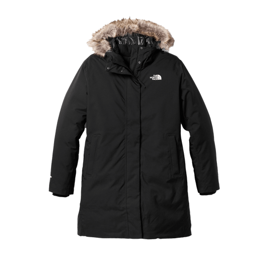 THE NORTH FACE WOMEN'S ARCTIC PARKA - BLACK - ZIPPED VIEW