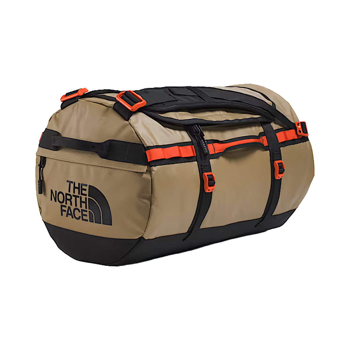 THE NORTHFACE BASE CAMP DUFFEL SM 50L - CEDAR TNF BLACK LAVA RED - FRONT ANGLE VIEW
