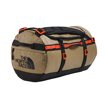 THE NORTHFACE BASE CAMP DUFFEL SM 50L - CEDAR TNF BLACK LAVA RED - FRONT ANGLE VIEW