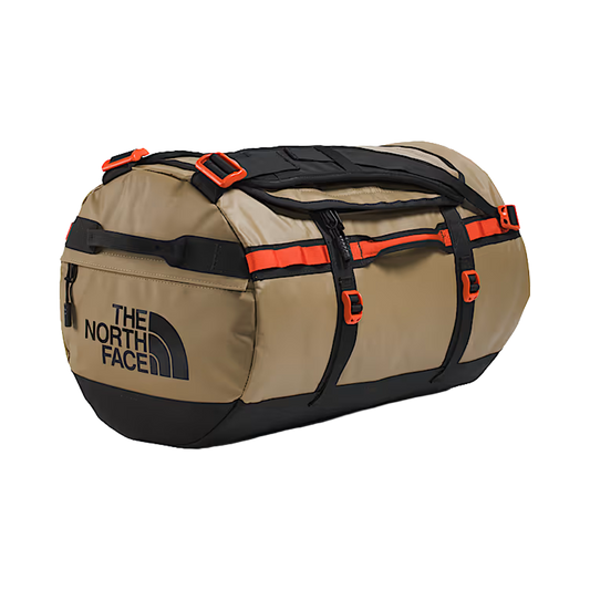 THE NORTHFACE BASE CAMP DUFFEL SM 50L - CEDAR TNF BLACK LAVA RED - FRONT ANGLE VIEW