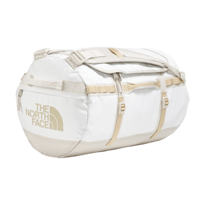 THE NORTHFACE BASE CAMP DUFFEL SM 50L - WHITE ASH CALACATTA PALE KHAKI - FRONT ANGLE VIEW