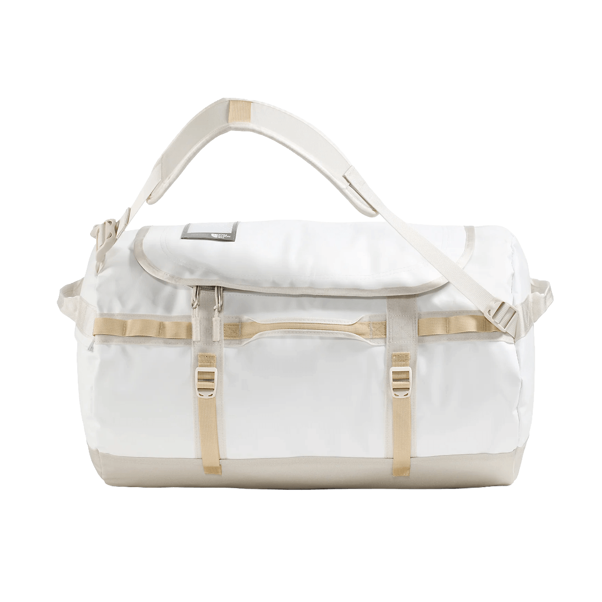 THE NORTHFACE BASE CAMP DUFFEL SM 50L - WHITE ASH CALACATTA PALE KHAKI - FRONT VIEW