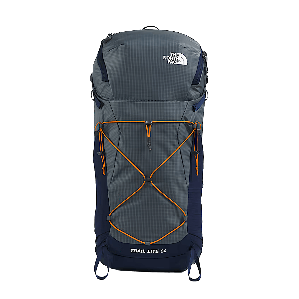THE NORTHFACE TRAIL LITE BACKPACK 24L - GRANITE GREY SUMMIT NAVY DUST ORANGE - FRONT VIEW