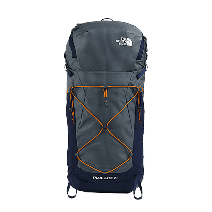 THE NORTHFACE TRAIL LITE BACKPACK 24L - GRANITE GREY SUMMIT NAVY DUST ORANGE - FRONT VIEW