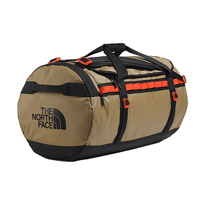 THE NORTH FACE BASE CAMP DUFFEL L 95L - CEDAR TNF BLACK LAVA RED - FRONT ANGLE VIEW