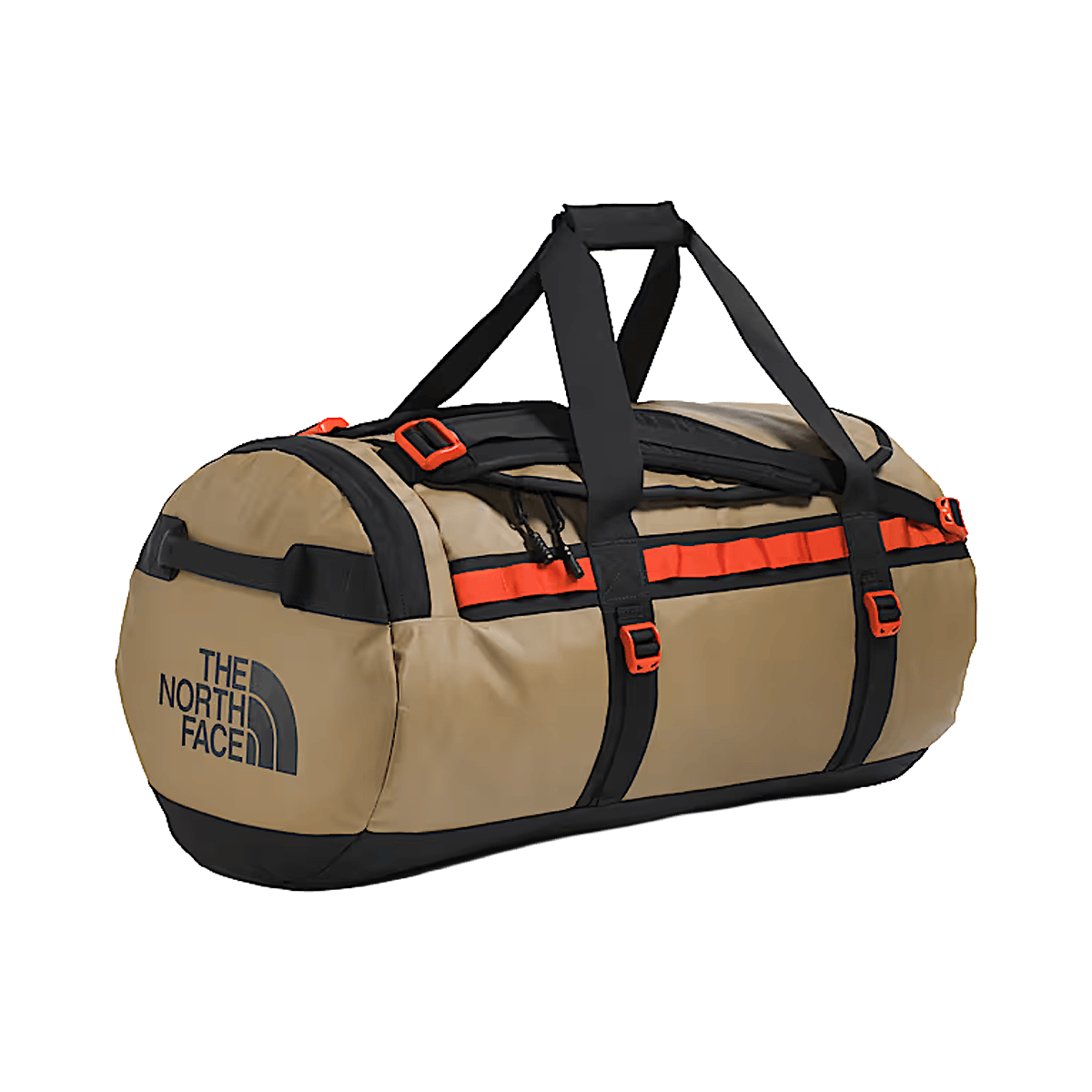 THE NORTH FACE BASE CAMP DUFFEL M 71L - CEDAR TNF BLACK LAVA RED - FRONT ANGLE VIEW